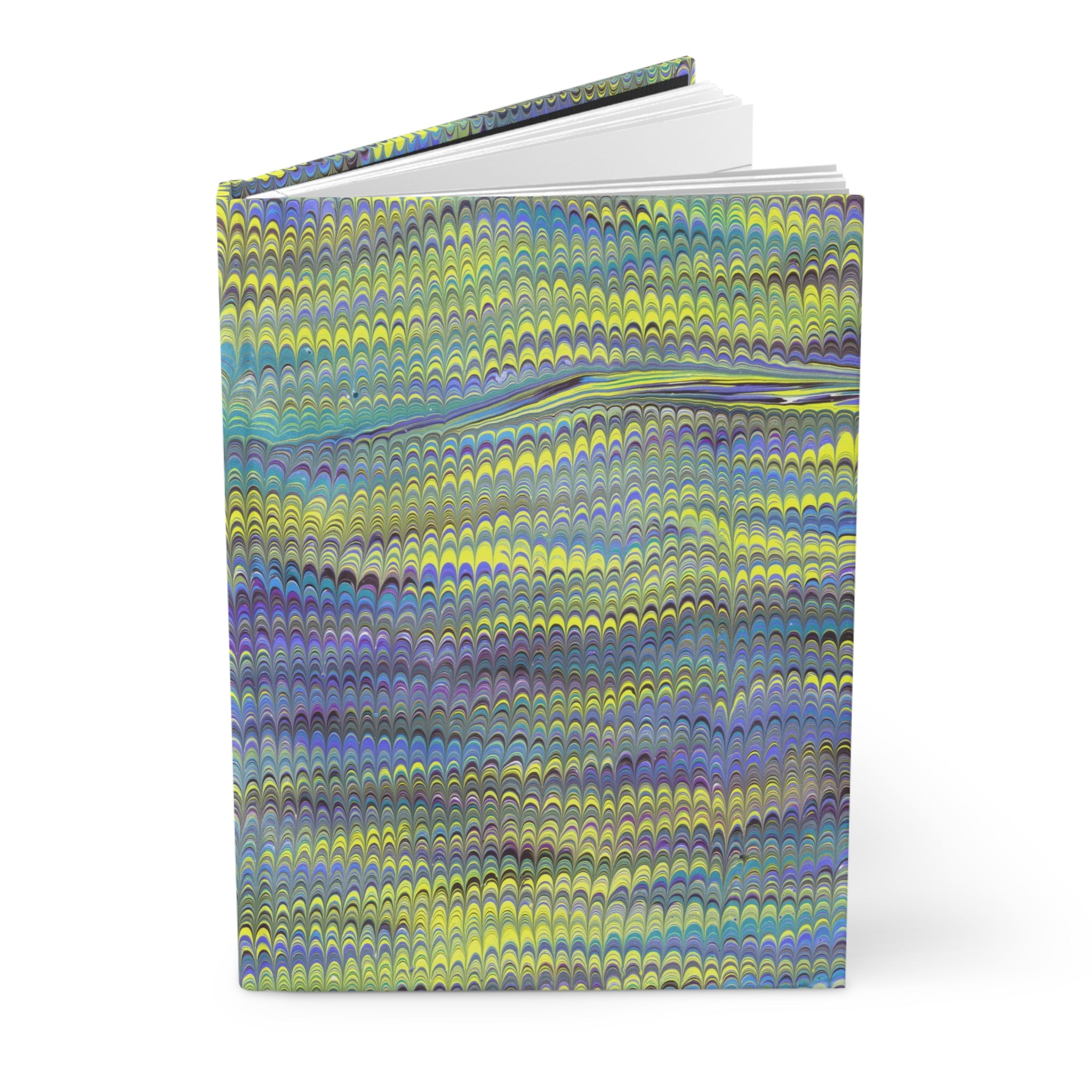 Vintage Italian Marbled Hardcover Journal Lime Green and Purple