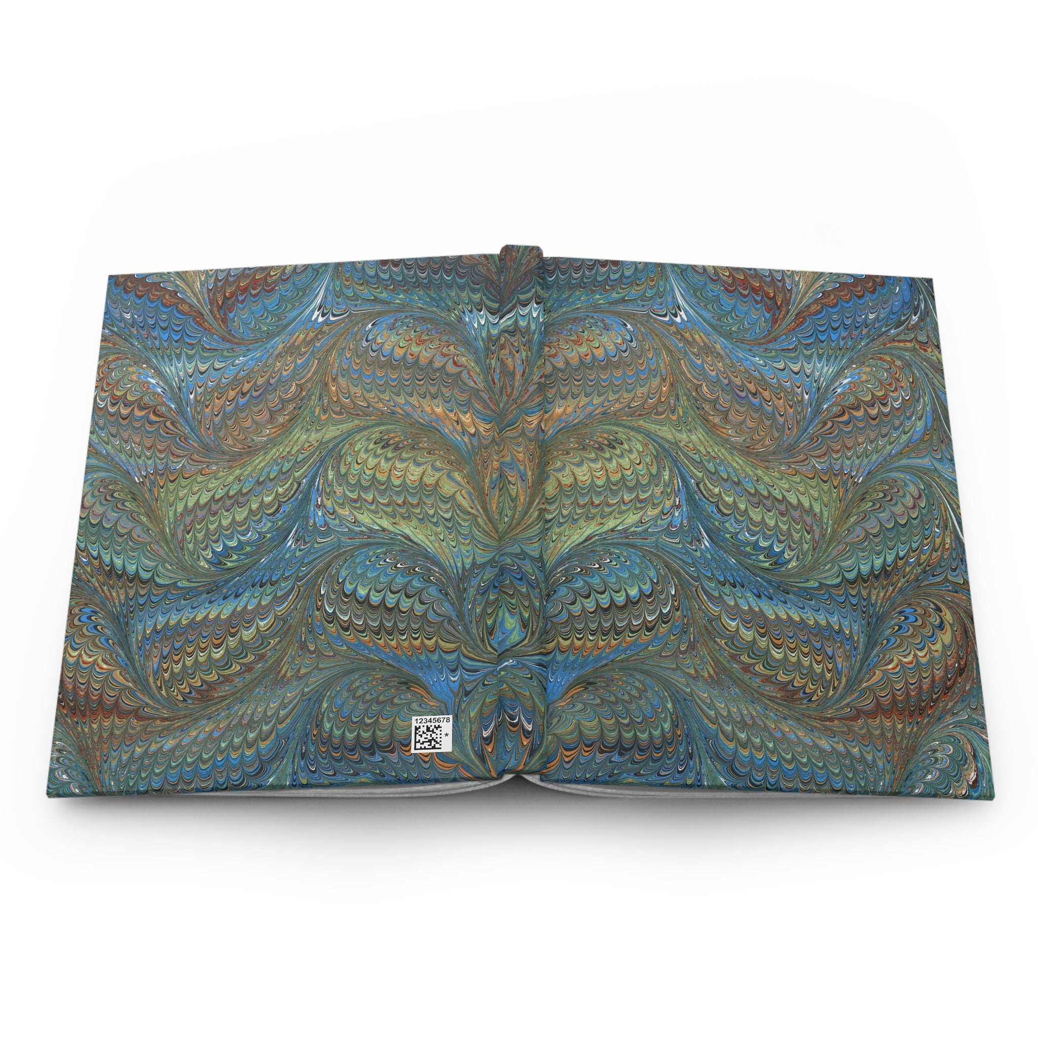 Vintage Italian Marbled Hardcover Journal - Blue and Green