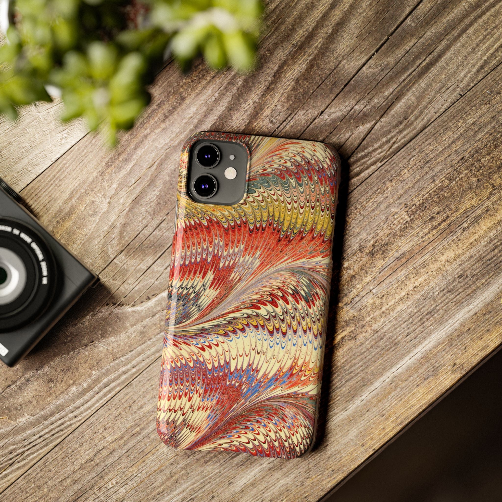 Marbled Design, Italy Feather Phone Case, Multi-Color, iPHONE16 Phone Cases and all sizes