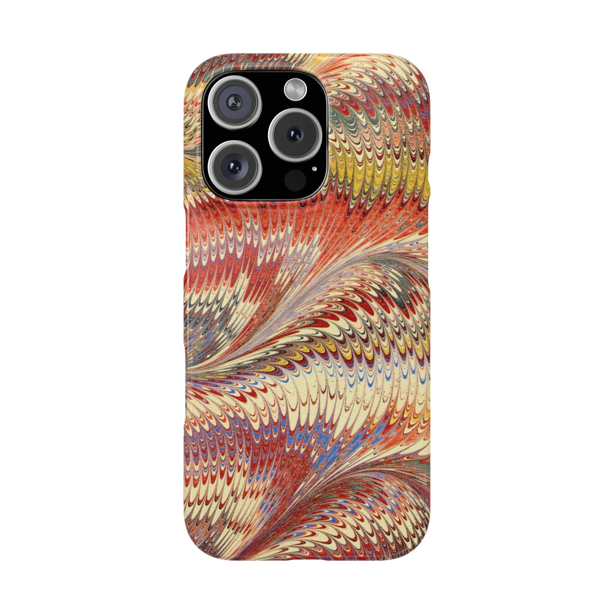Marbled Design, Italy Feather Phone Case, Multi-Color, iPHONE16 Phone Cases and all sizes