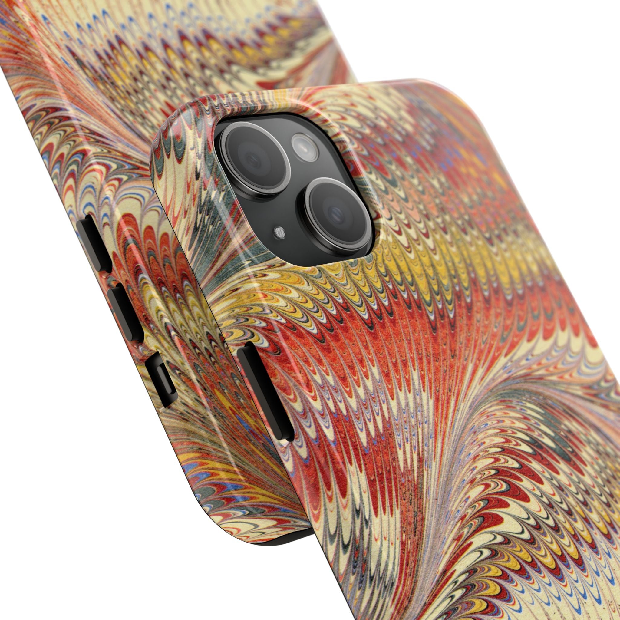 Marbled Swirl Tough Phone Case - Red Rust Orange Fall Colors, Heavy Duty Case. Alternative: Protective Phone Cover, Durable Smartphone Case,
