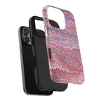 Pinks and Reds Vintage Marbled Feather Tough Phone Case - Dual Layer
