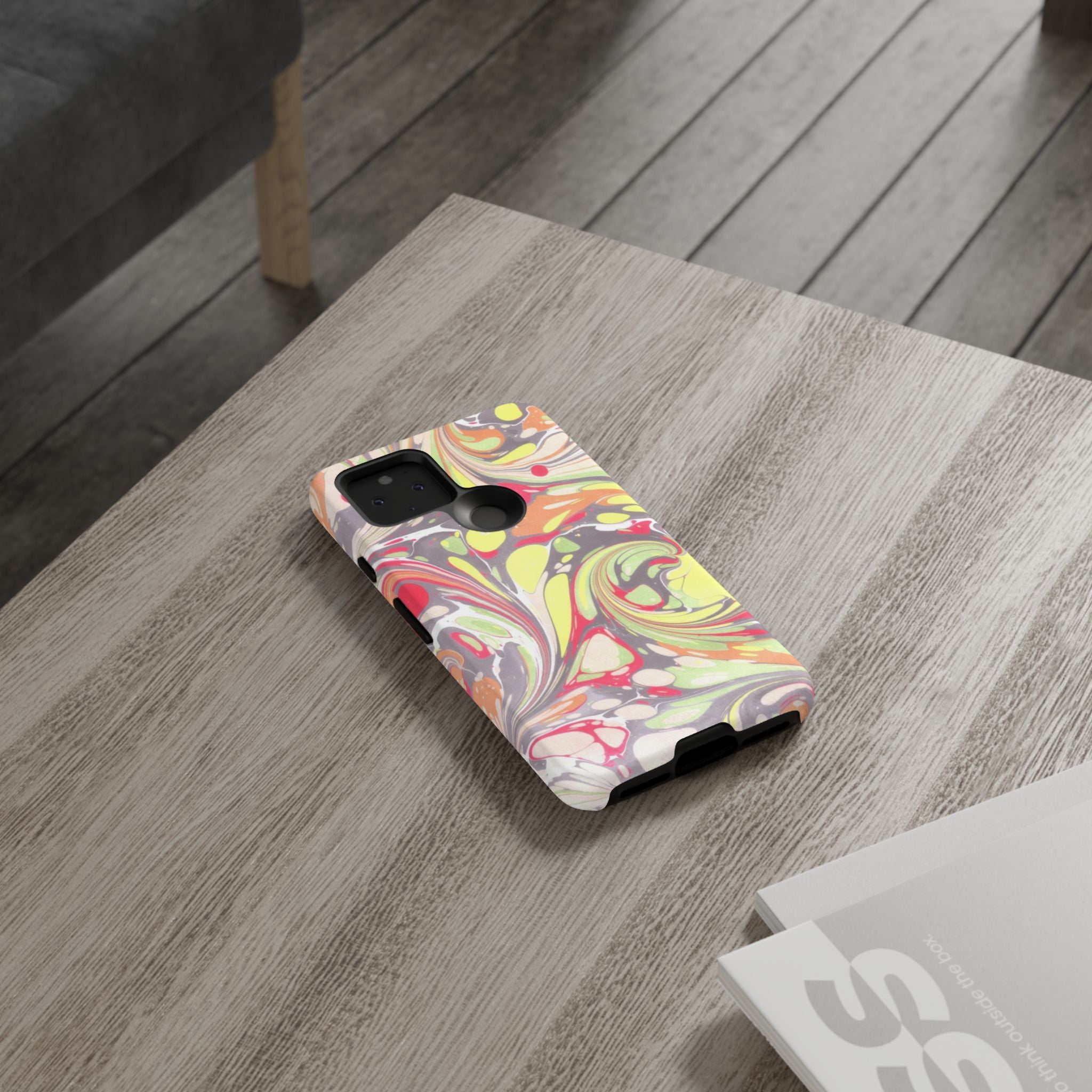 Yellow and Pink Swirl Marbled Italian Phone Case - Dual Layer - Matte or Glossy