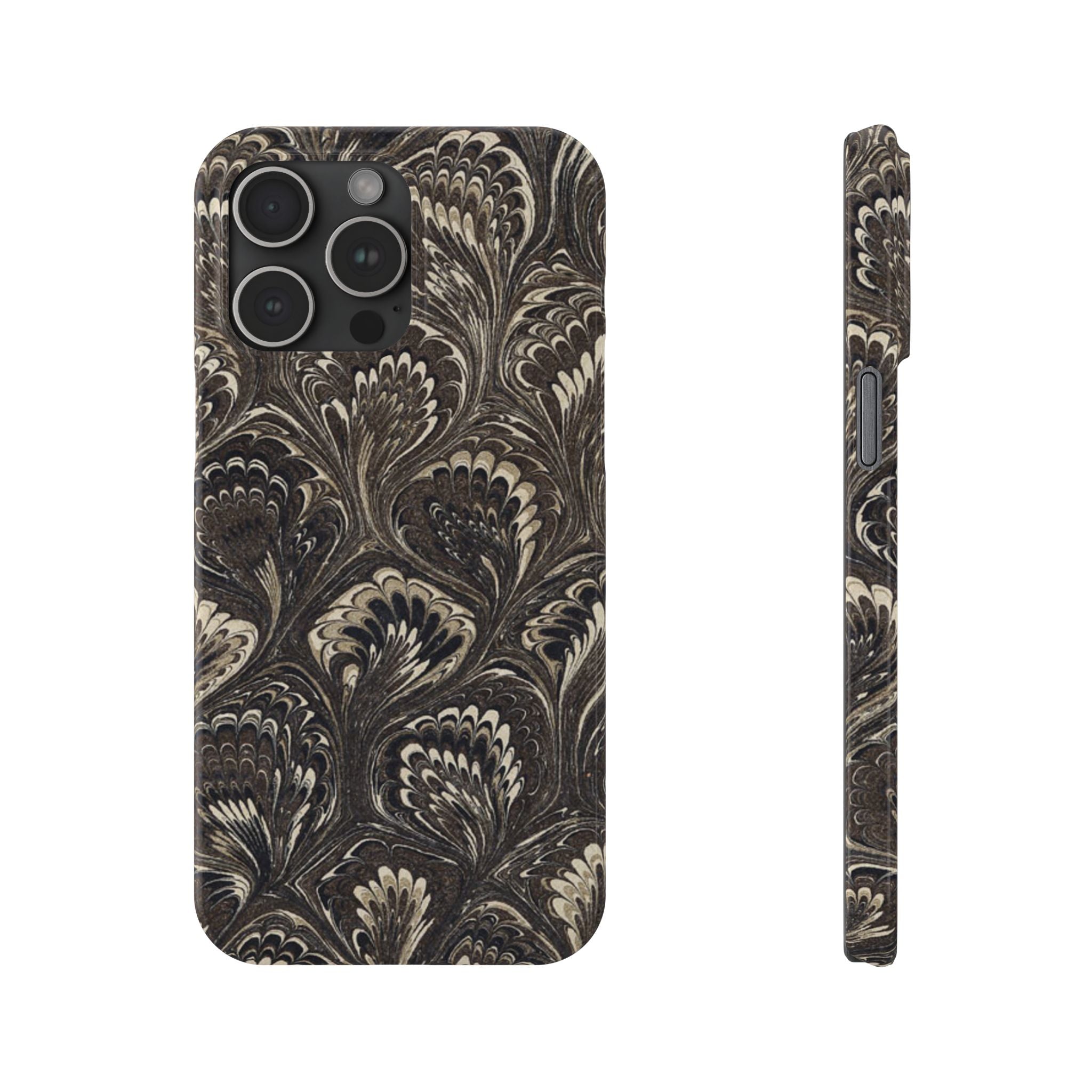 Black Italian Marble Design Slim iPhone 17 + all models Phone Cases