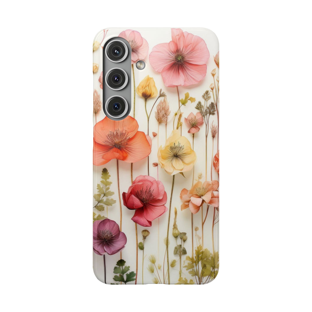Pink Floral Pressed Flowers - Slim Case