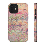 Pastel Pink + Green Feather Marbled Phone Case - Dual Layer Phone Cover