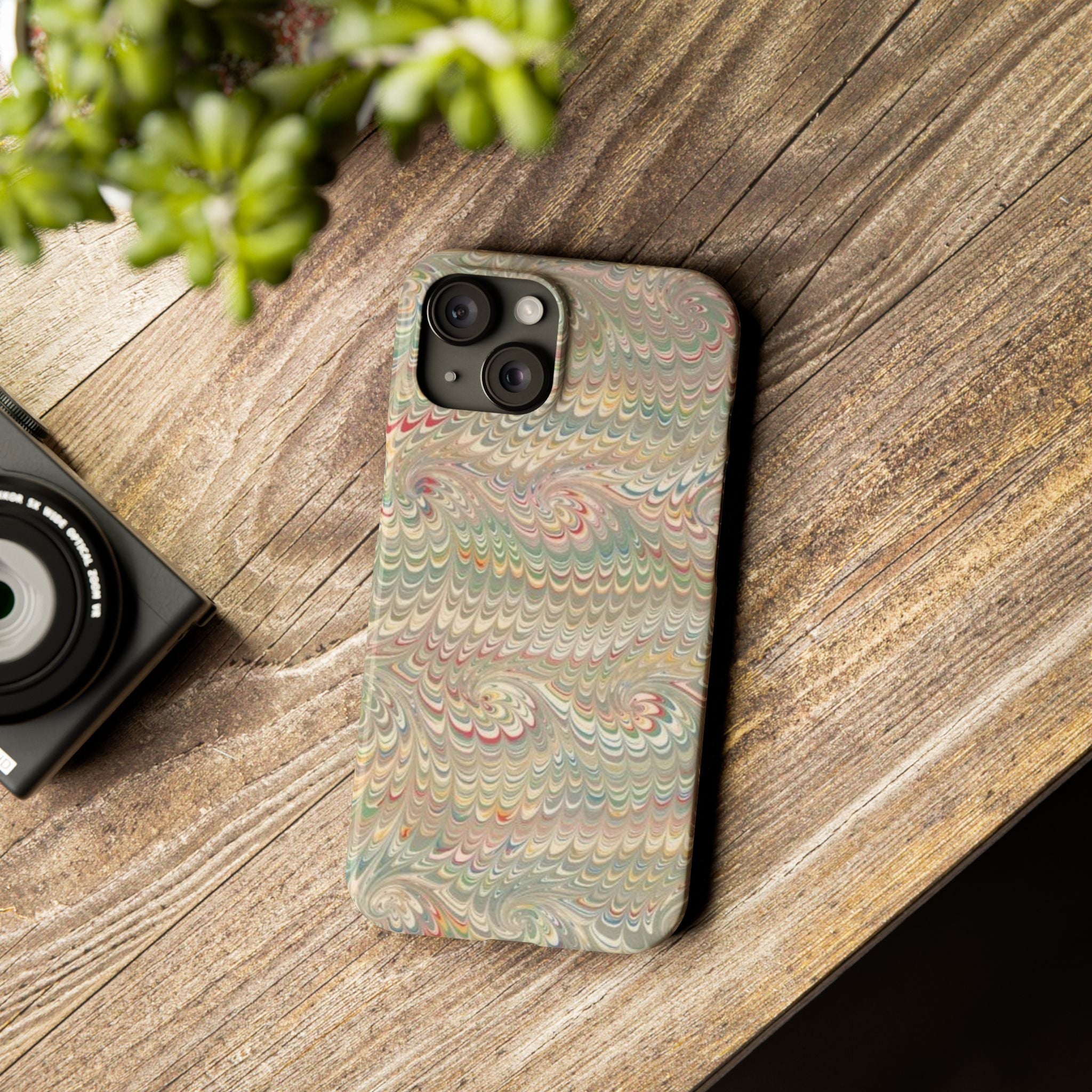Beige Swirl Marbled Feather Phone Case