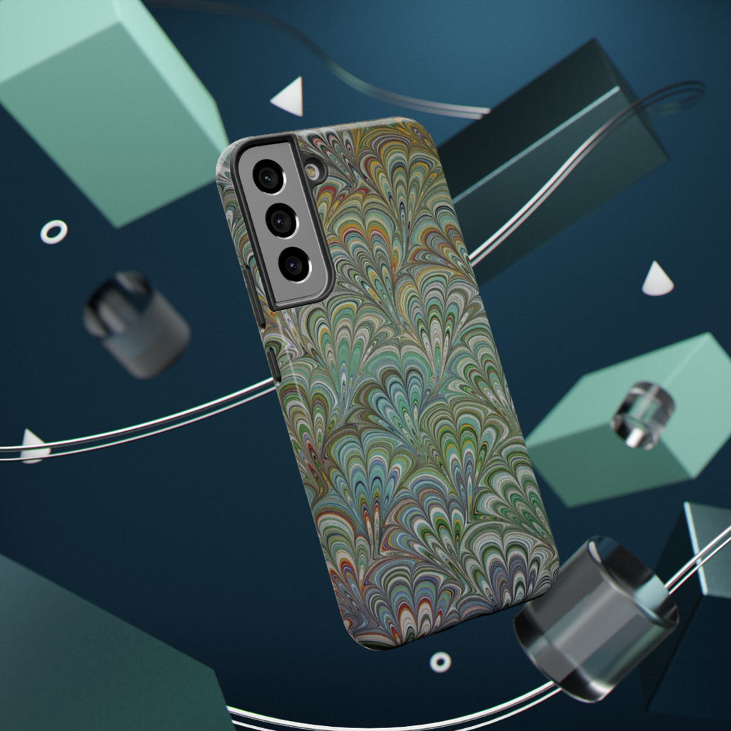 iPhone17 + All Models Phone Cases, Italian Peacock Feather Design, Stylish Impact-Resistant Shell, Protective Cover, Green Peacock Print