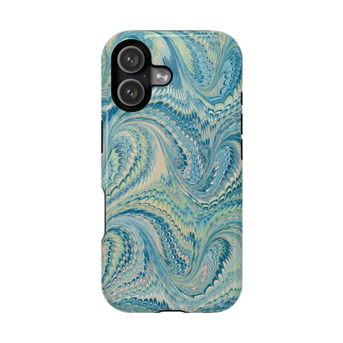Aqua + Green Marble Phone Case - Impact-Resistant MAG SAFE - Dual Cover Design