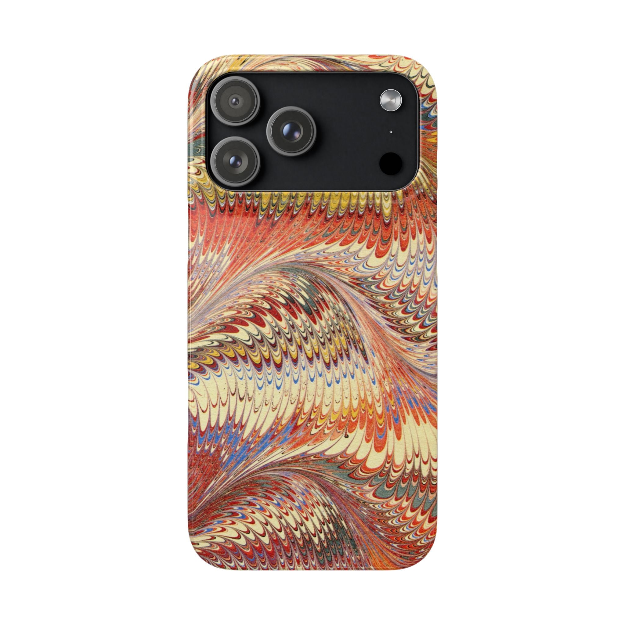 Rust, Orange, Yellow Marbled Swirl - Single Layer Slim Phone Case