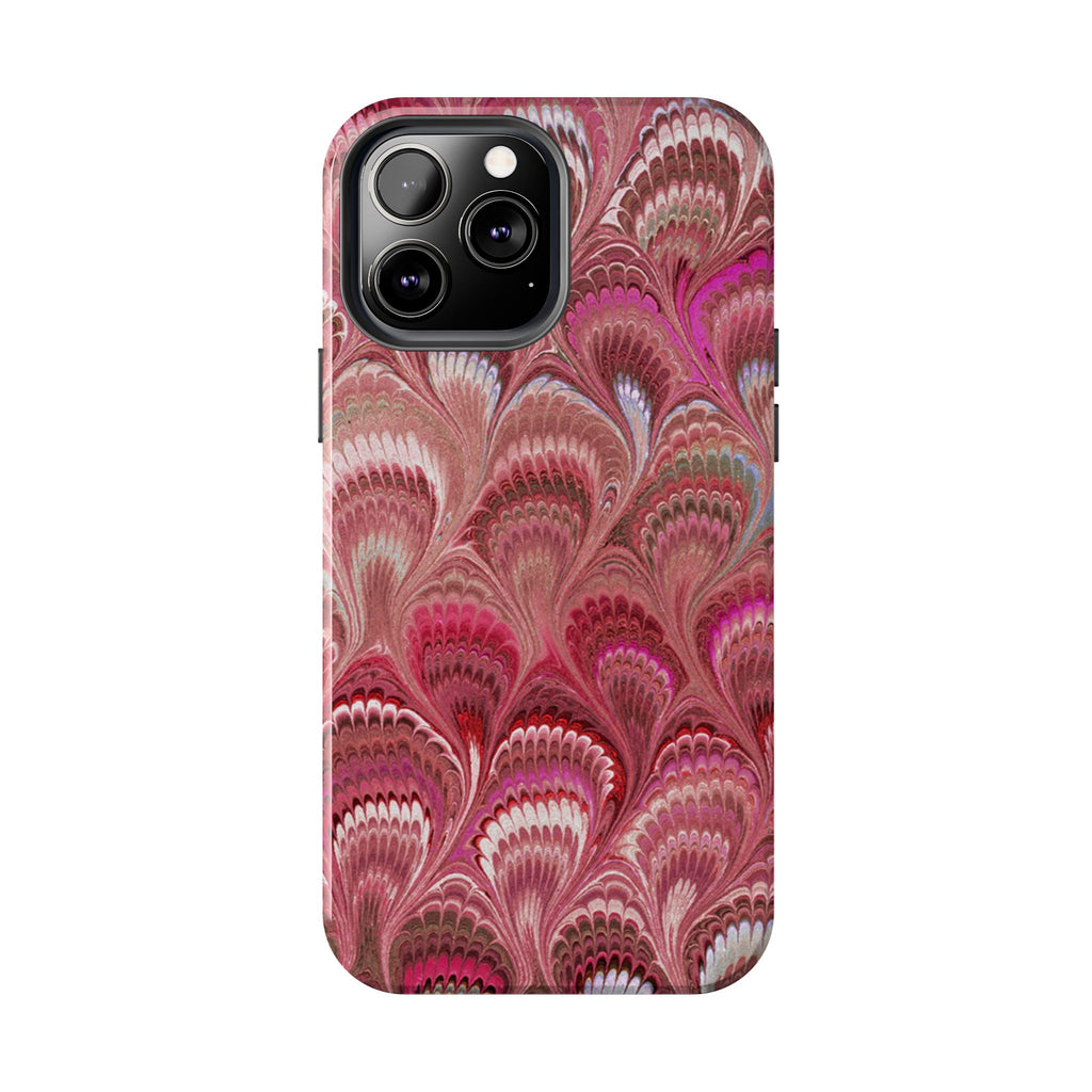Pink Peacock Marble Italian Tough Phone Case — Durable Marbled Phone Case