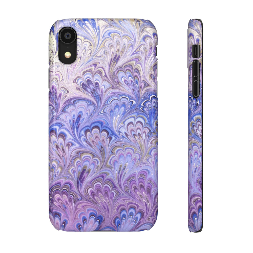 Marbled Feather Lavender + Purple Swirl - Single Layer Slim Phone Case
