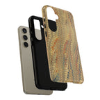 Beige and Blue Marbled Durable Phone Case - Dual Layer - Matte or Glossy