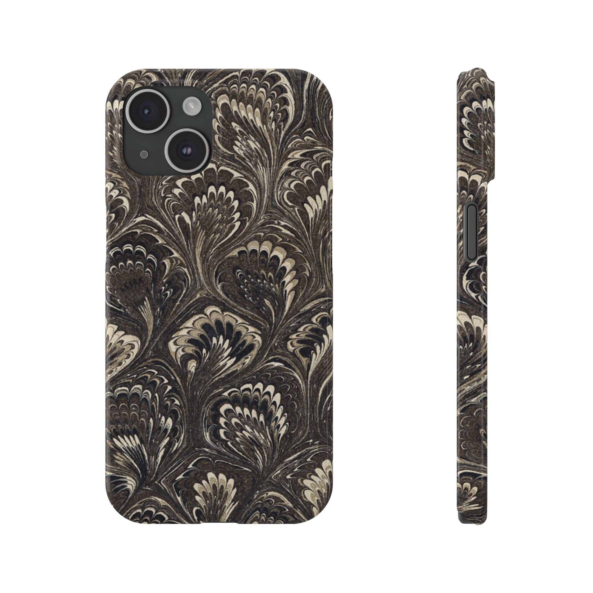 Black Italian Marble Design Slim iPhone 17 + all models Phone Cases