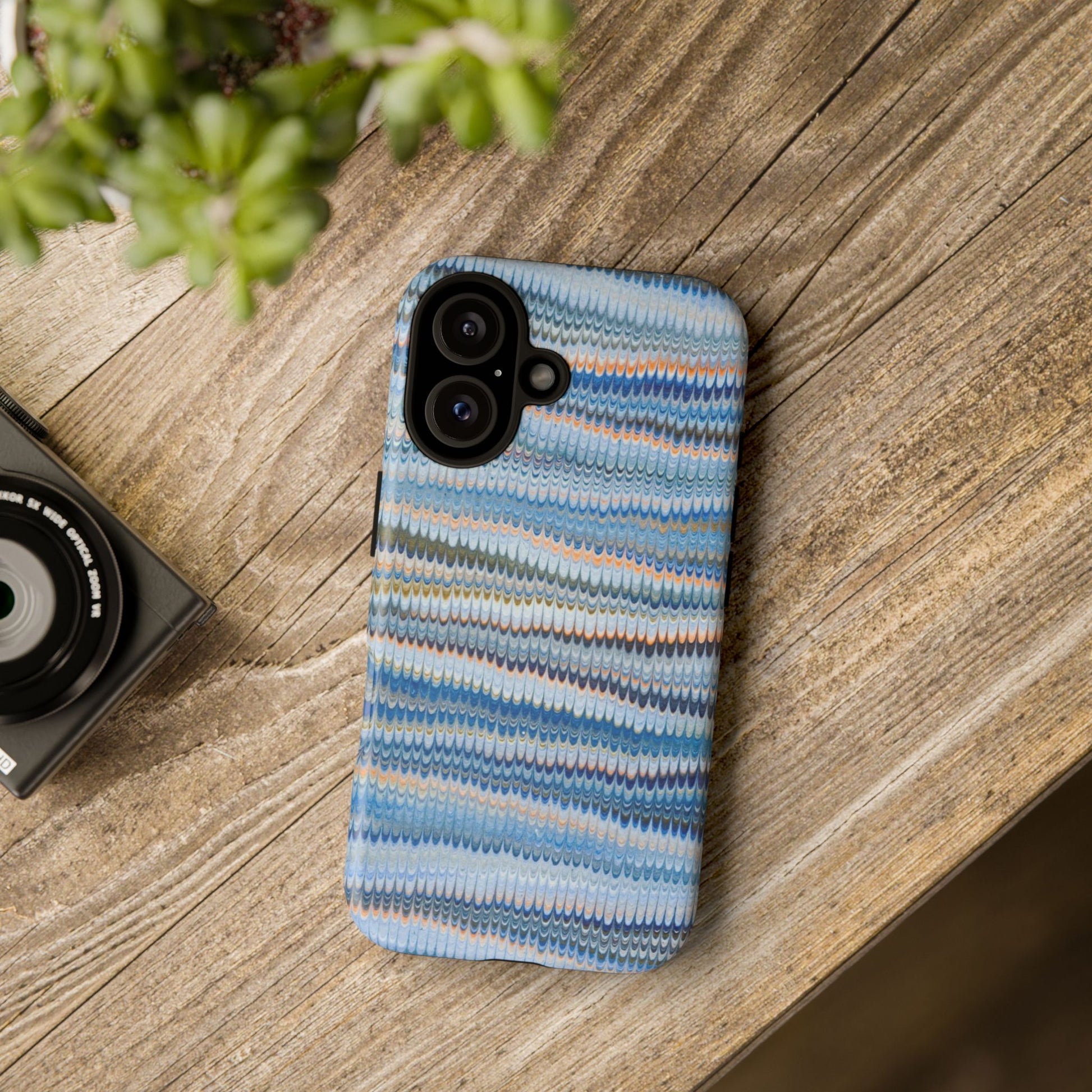 Blue Marbled Phone Cases iPhone 16 + Samsung + Apple + Google - all models, Vintage Marbled Design - Tough Cases