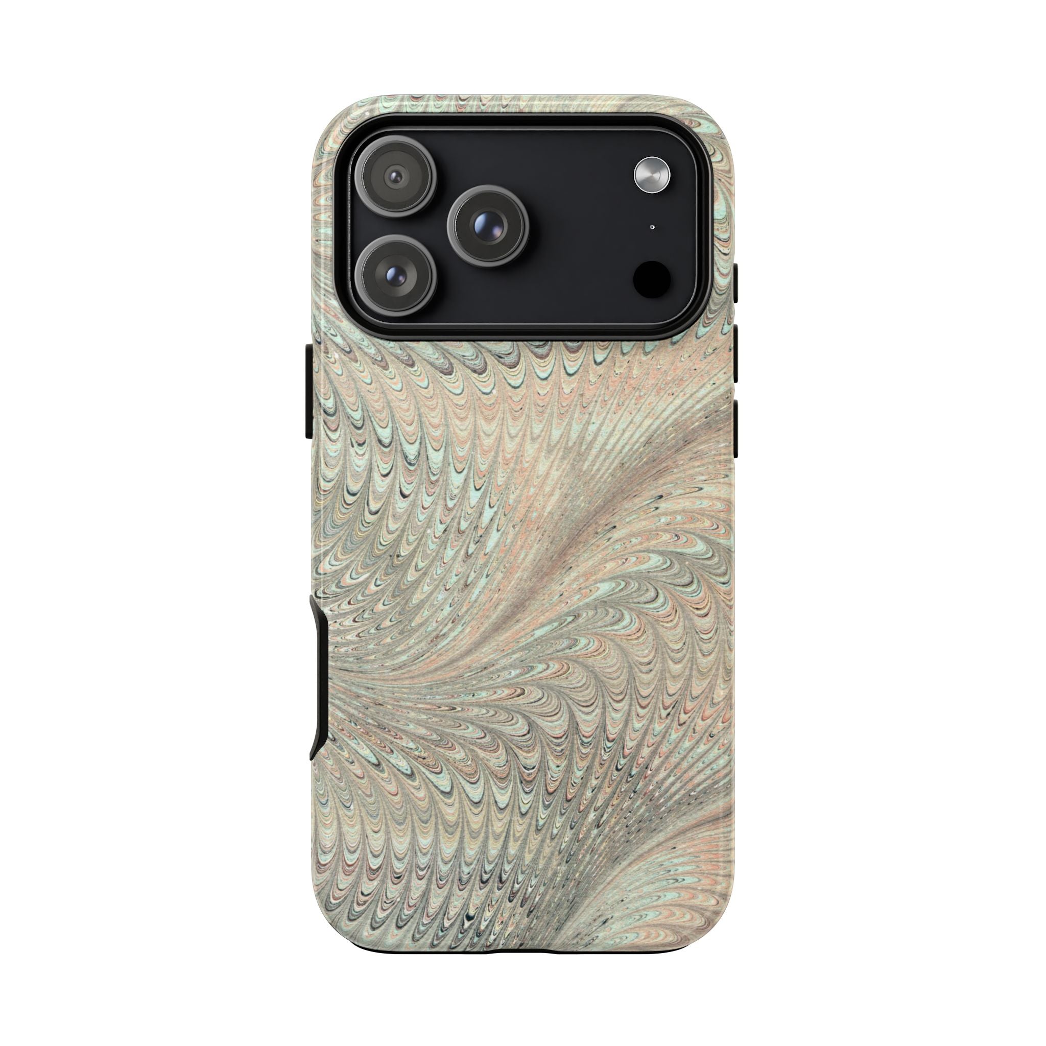 Beige and Mint Marbled Tough Phone Case, Multi-Color Dual Case