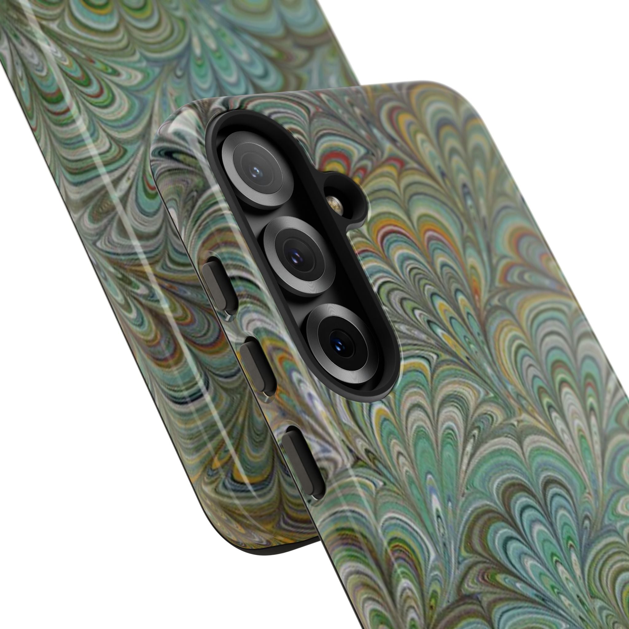 Green Peacock Marbled Phone Case — "Tough Cases" Ultra-Tough Protective Cover