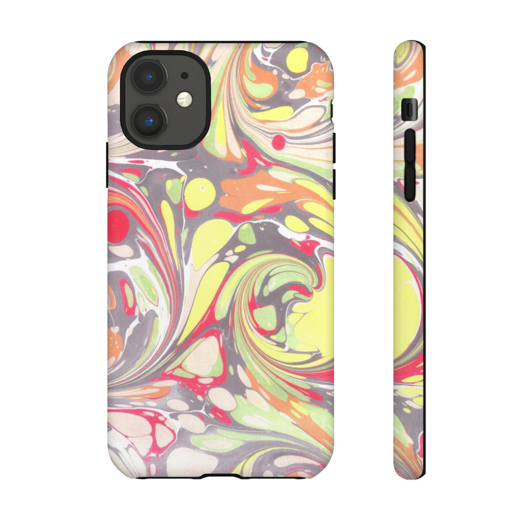 Yellow and Pink Swirl Marbled Italian Phone Case - Dual Layer - Matte or Glossy
