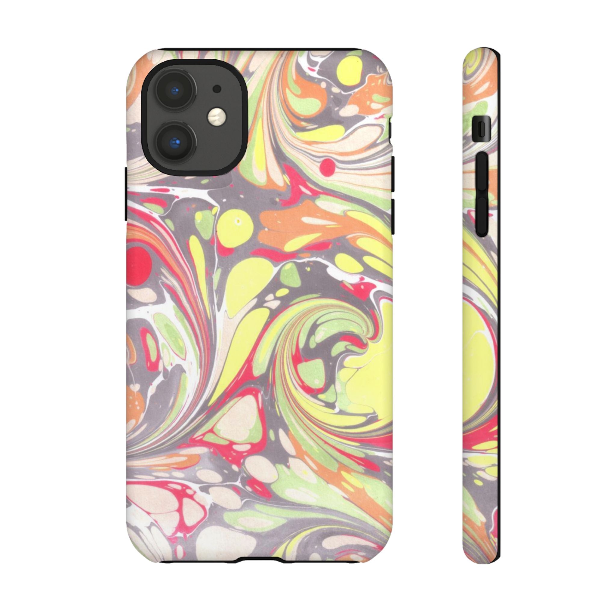 Yellow and Pink Swirl Marbled Italian Phone Case - Dual Layer - Matte or Glossy