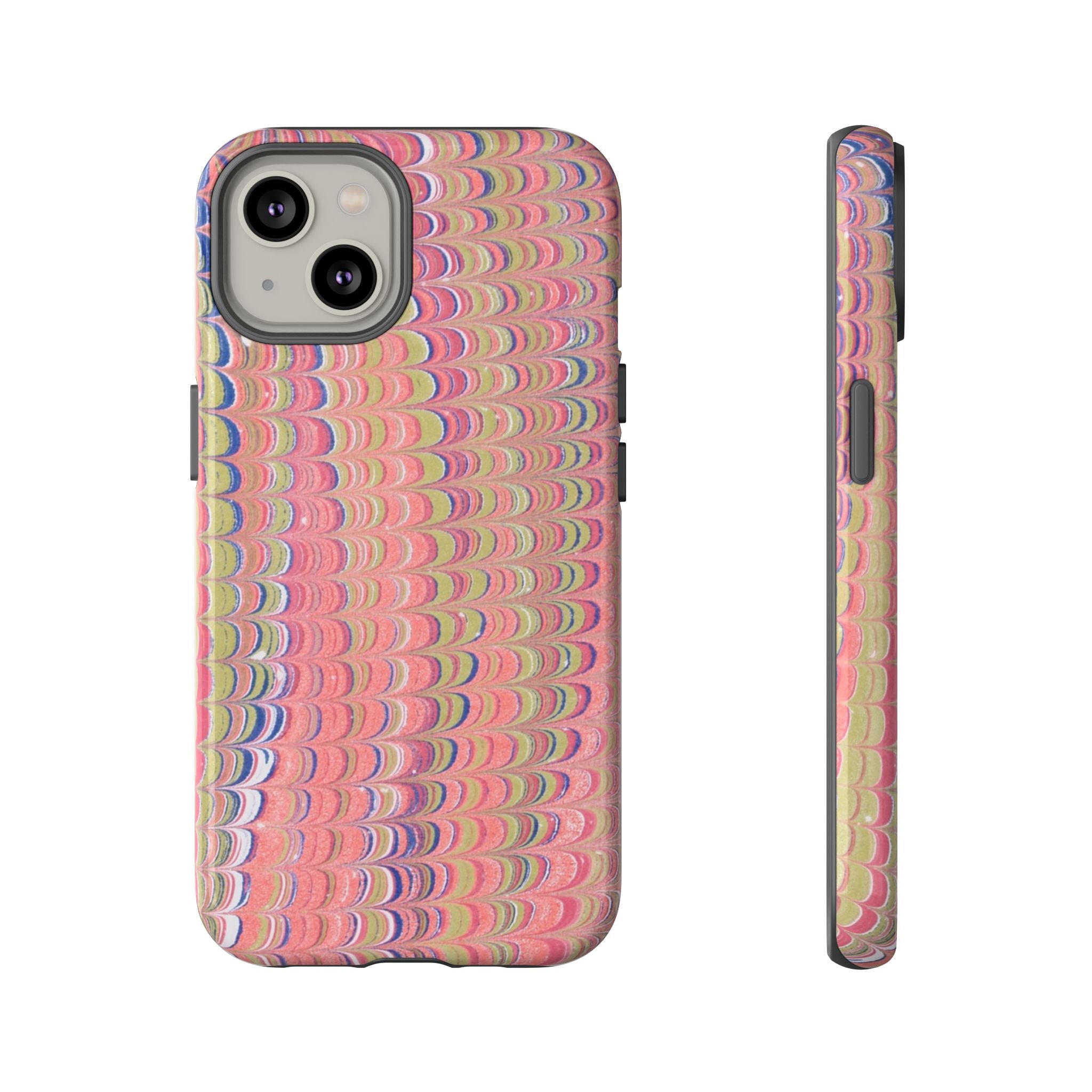 Pink Pastels Feather Marbled Vintage Design iPhone 16 + Samsung + Apple + Google - all models