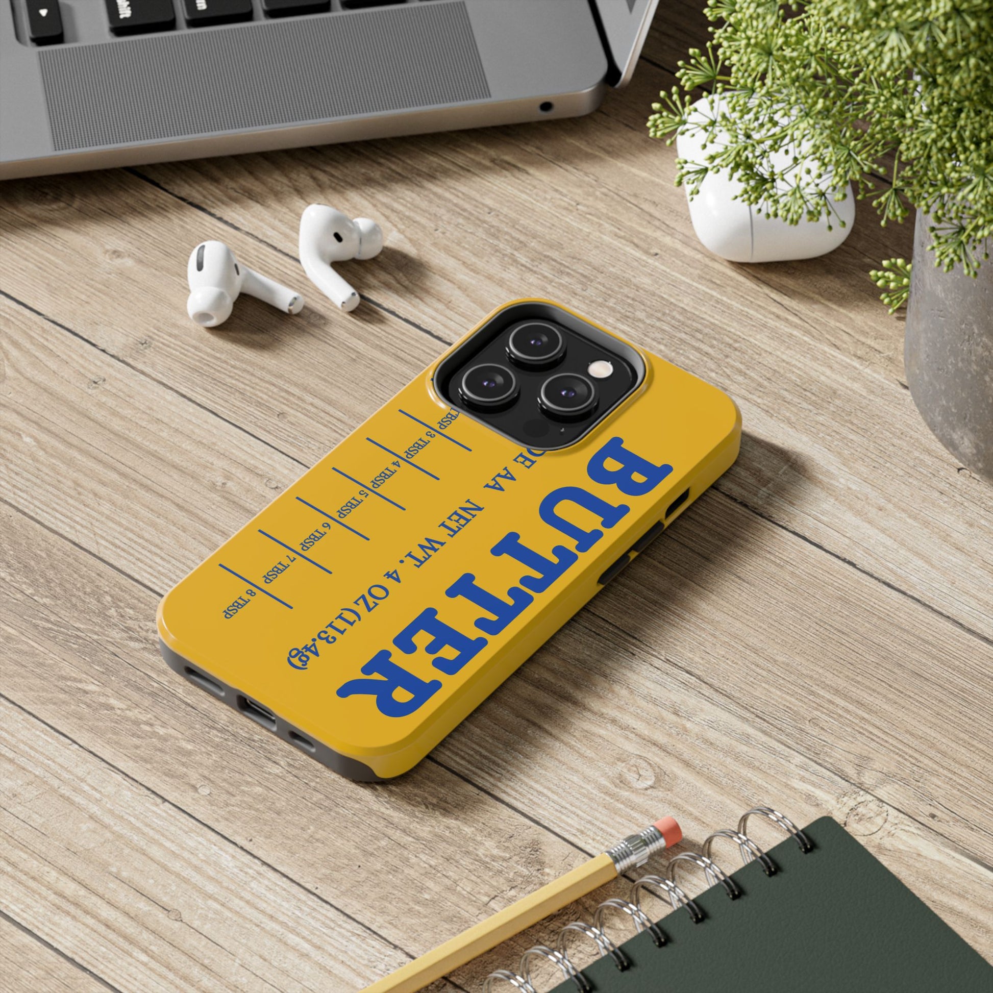 Butter Yellow Tough Phone Cases, Funny iPhone 16 Cover, Protective Case Gift for Techies, Yellow Phone Accessories, Unique Gift for Phone