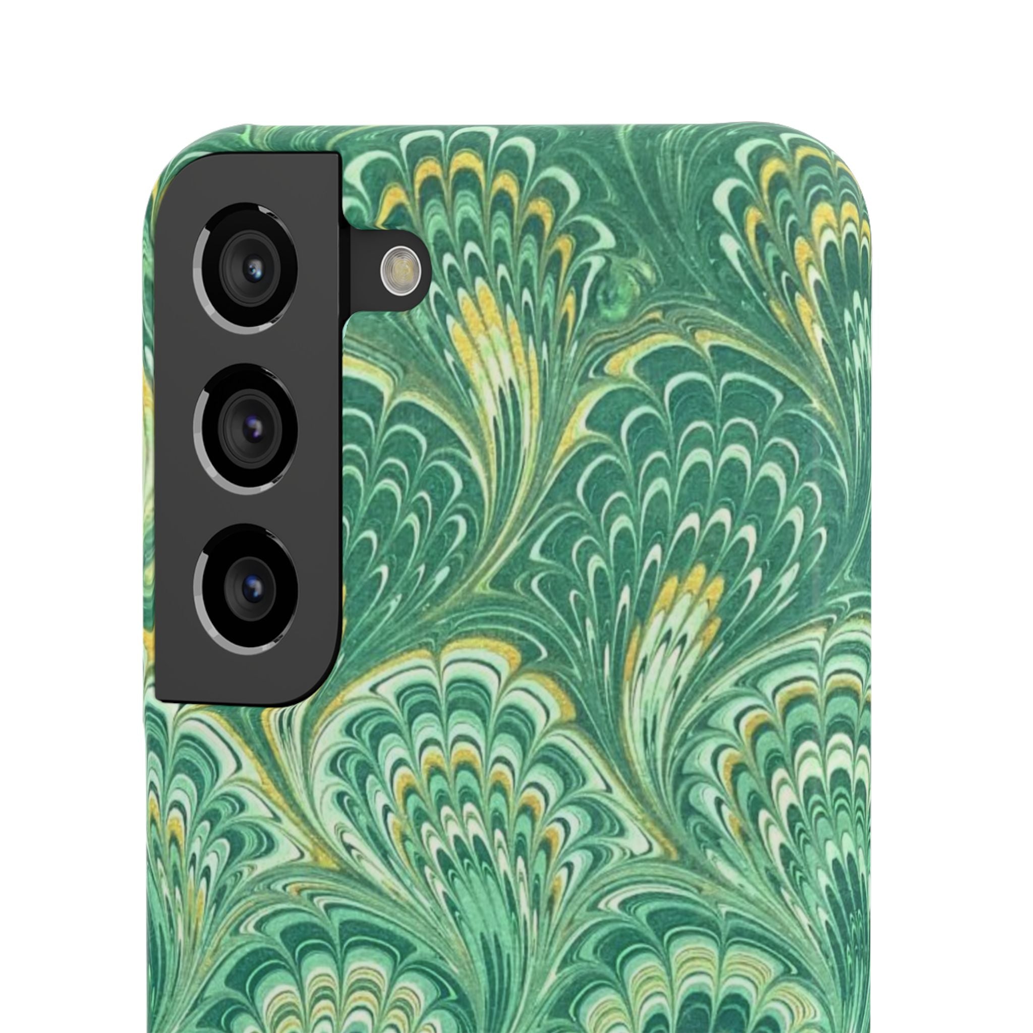 Marbled Feather Green Swirl - Single Layer Slim Phone Case