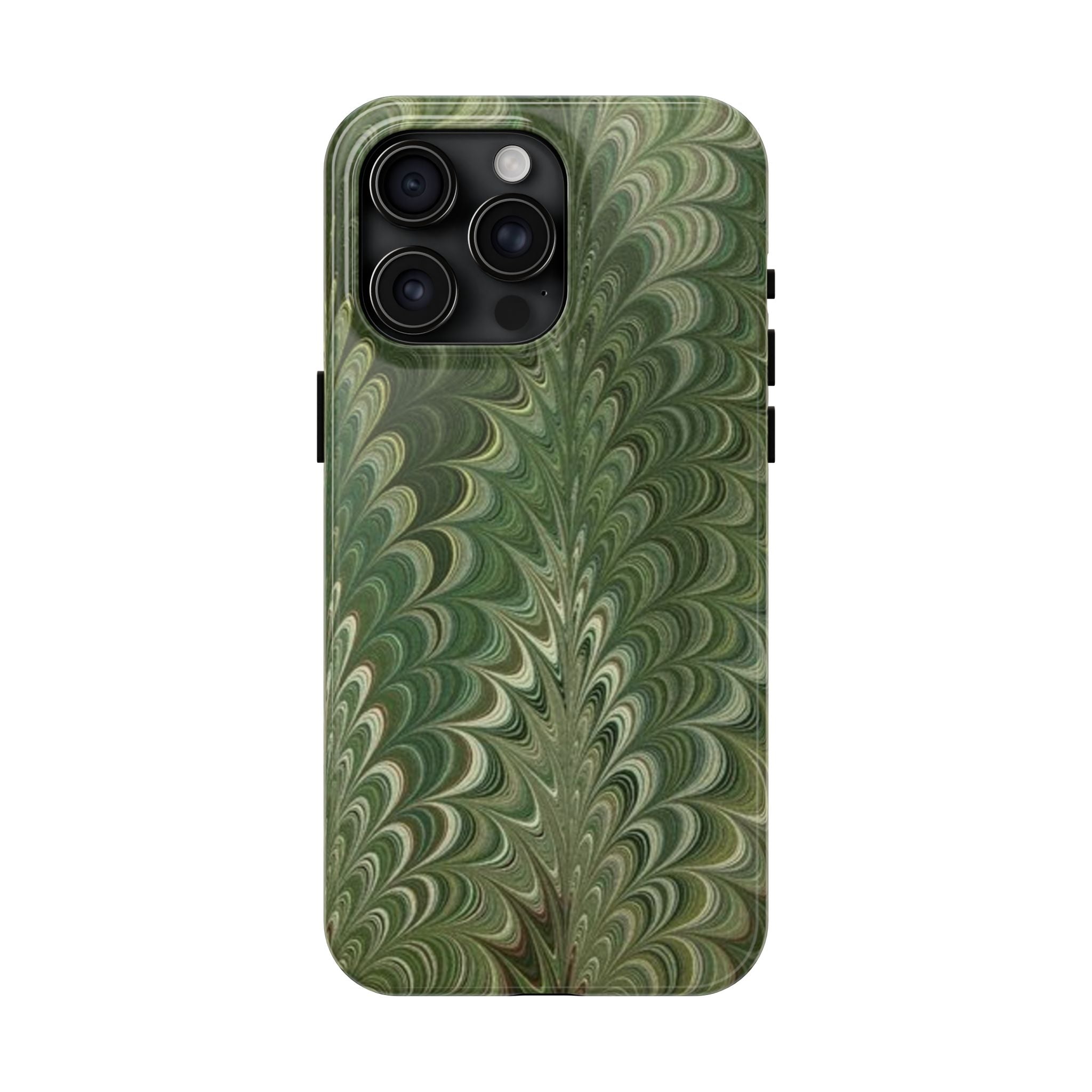 Deep Green Marble Italian Tough Phone Case — Durable Marbled Phone Case