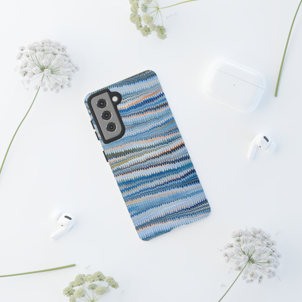 Blue Marbled Phone Cases iPhone 16 + Samsung + Apple + Google - all models, Vintage Marbled Design - Tough Cases