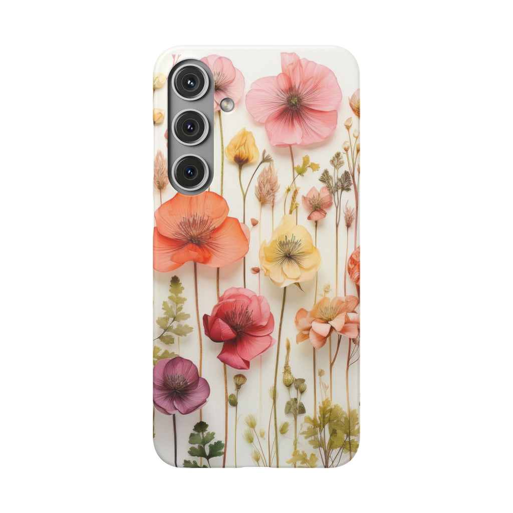 Pink Floral Pressed Flowers - Slim Case