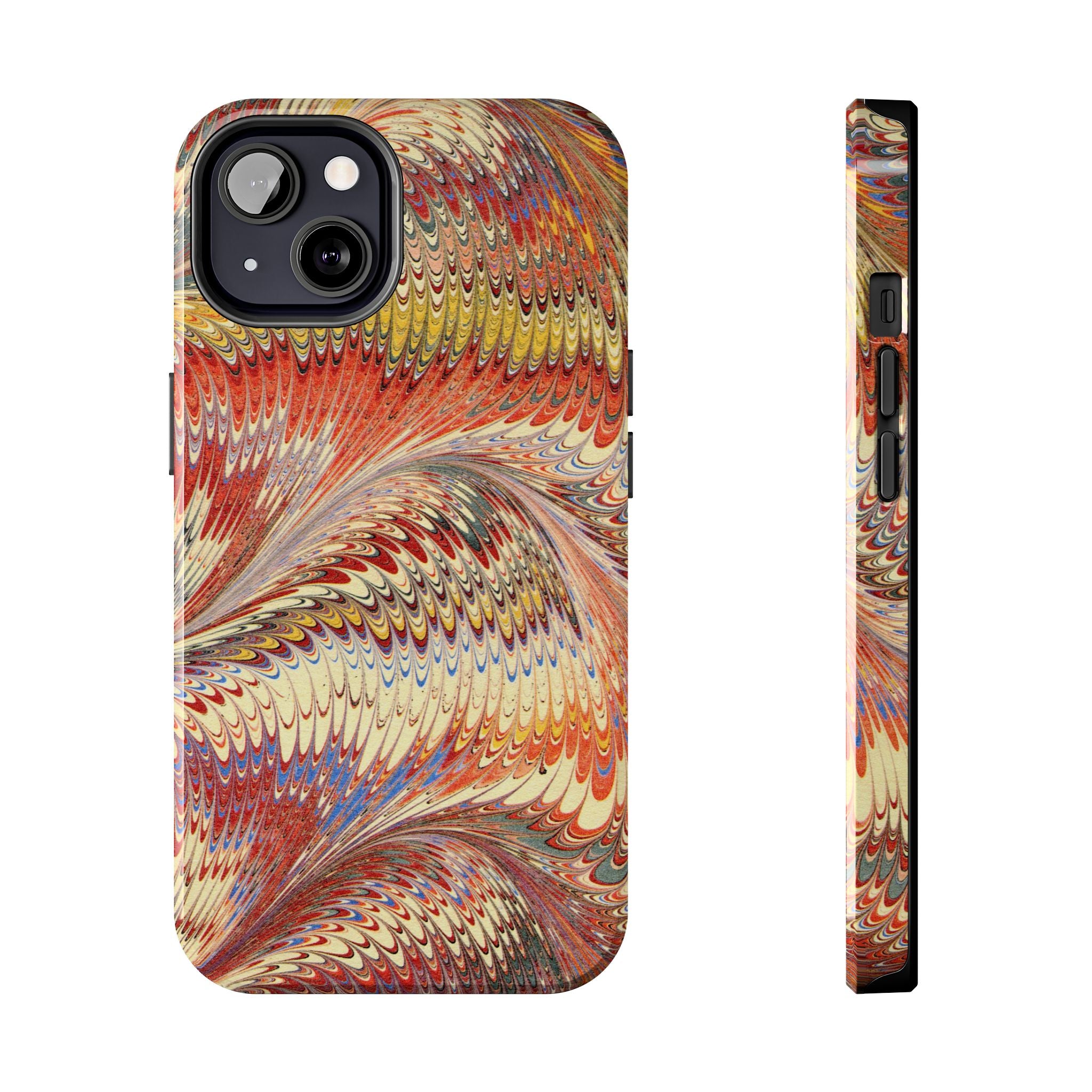 Marbled Swirl Tough Phone Case - Red Rust Orange Fall Colors, Heavy Duty Case. Alternative: Protective Phone Cover, Durable Smartphone Case,