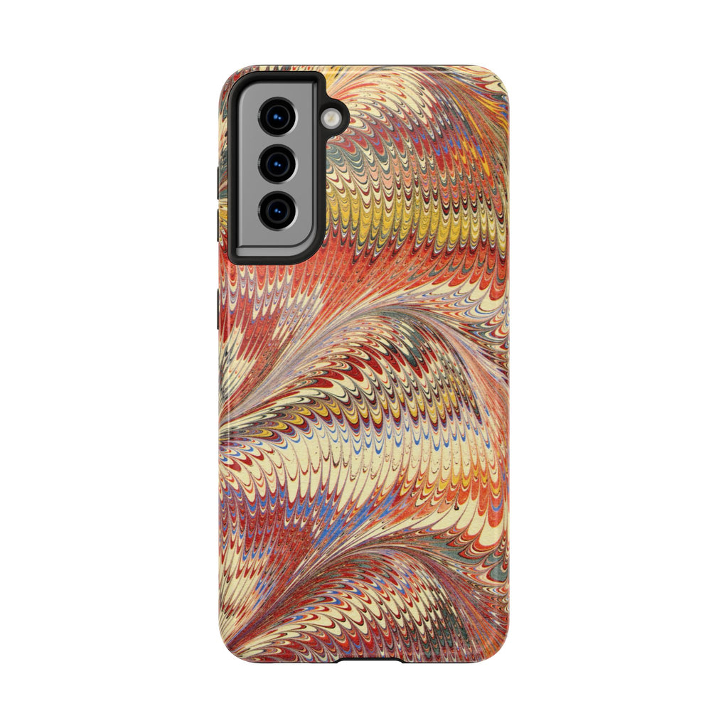 Marbled Swirl Tough Phone Case - Red Rust Orange Fall Colors, Heavy Duty Case. Alternative: Protective Phone Cover, Durable Smartphone Case,