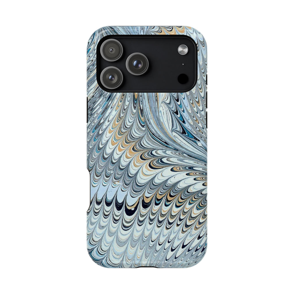 Light Blue Marbled Swirl Phone Dual Layer Case for Apple + Samsung