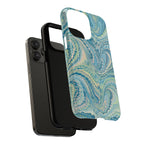 Aqua + Green Marble Phone Case - Impact-Resistant Durable - Dual Cover Design