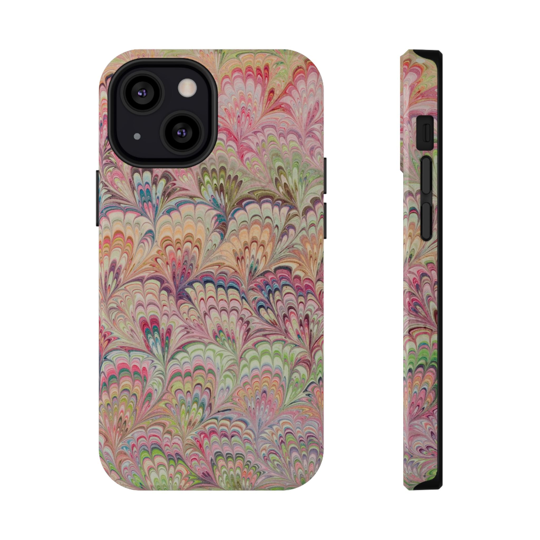 Marbled Pastel Pink and Green Impact-Resistant Phone Case for Apple + Samsung