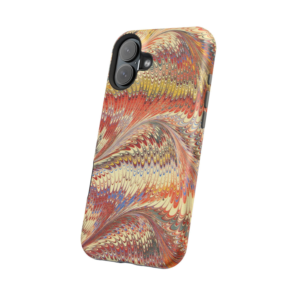 Rust + Gold Italian Marbled Design Magnetic MAG SAFE - Dual Layer Case - Glossy or Matte