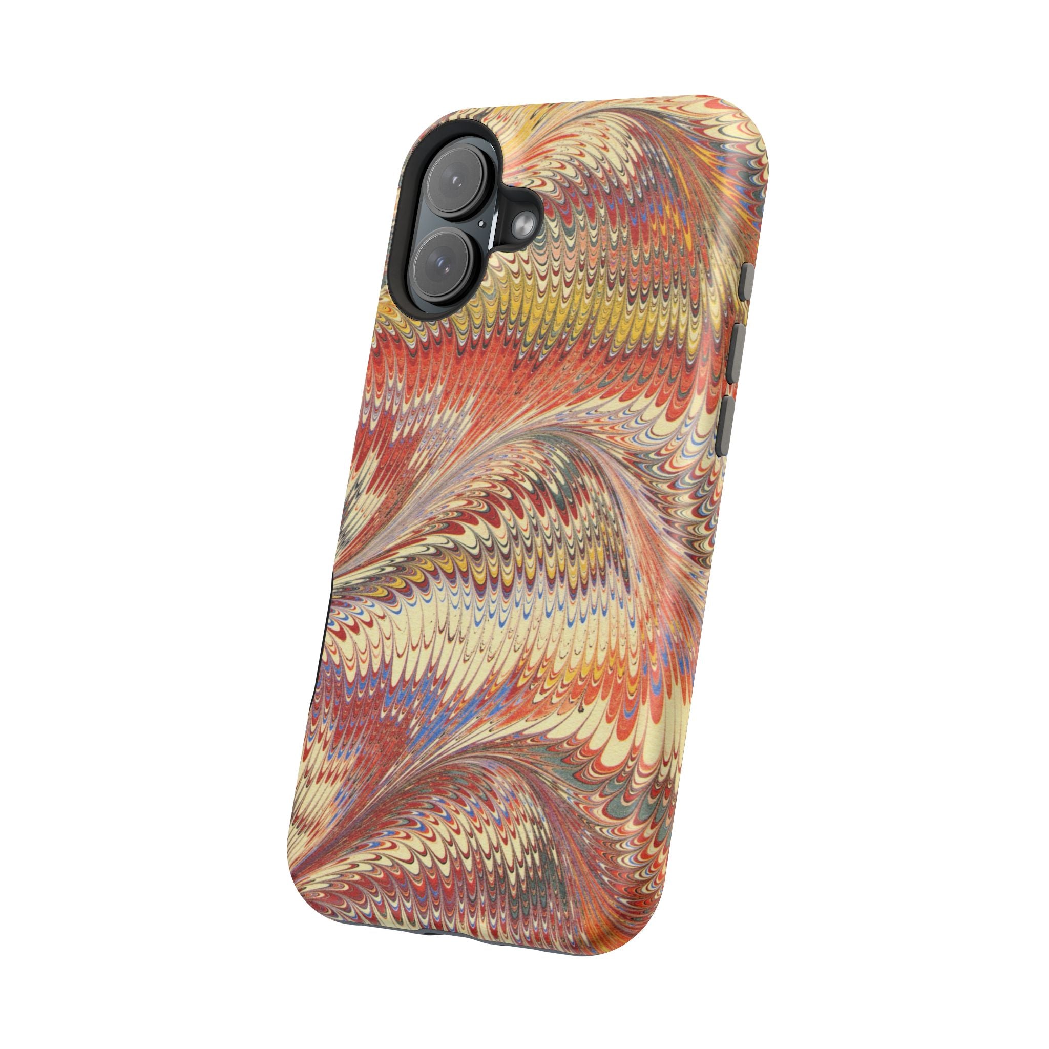 Rust + Gold Italian Marbled Design Magnetic MAG SAFE - Dual Layer Case - Glossy or Matte