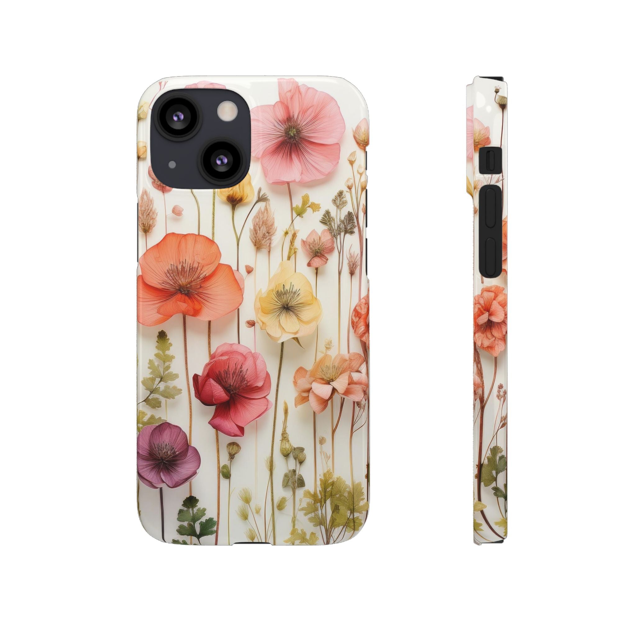 Pink Floral Pressed Flowers - Slim Case
