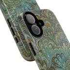 Green Marbled Peacock Durable Phone Case - Matte or Glossy