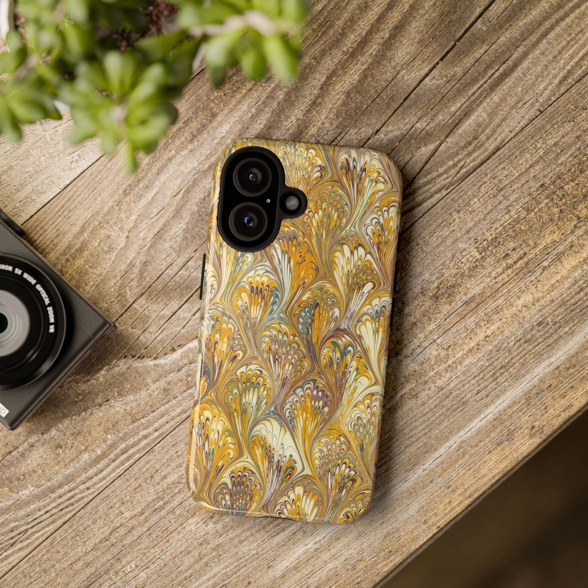Golden Yellow Marbled Italian Phone Case - Dual Layer - Matte or Glossy