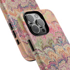 Pastel Pink + Green Feather Marbled Phone Case - Dual Layer Phone Cover