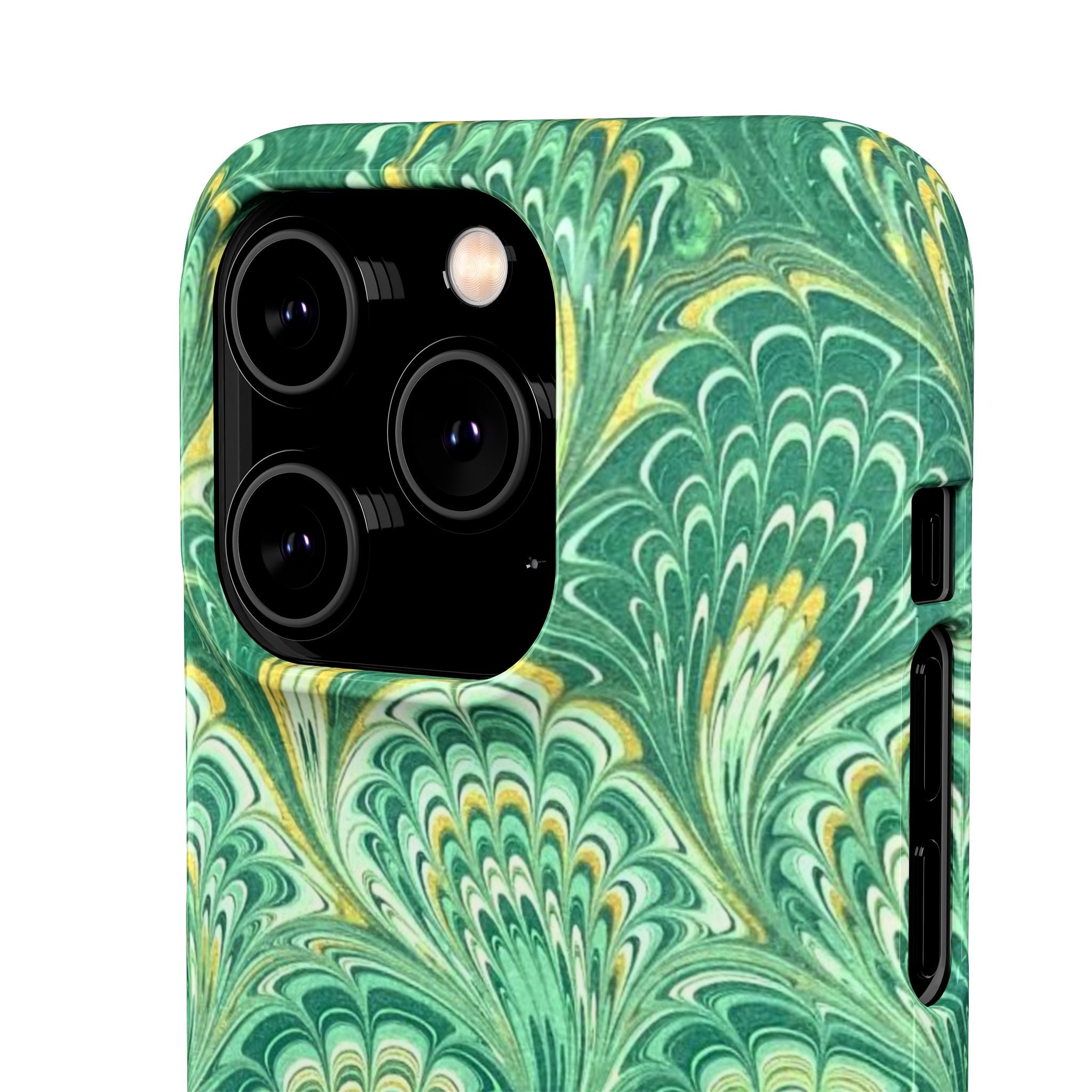 Marbled Feather Green Swirl - Single Layer Slim Phone Case