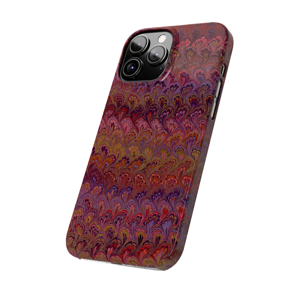 Reds, Lavenders, Marbled VIntage Design, Italian Feather Phone Case, Slim Phone Cases, IPHONE16 and all sizes