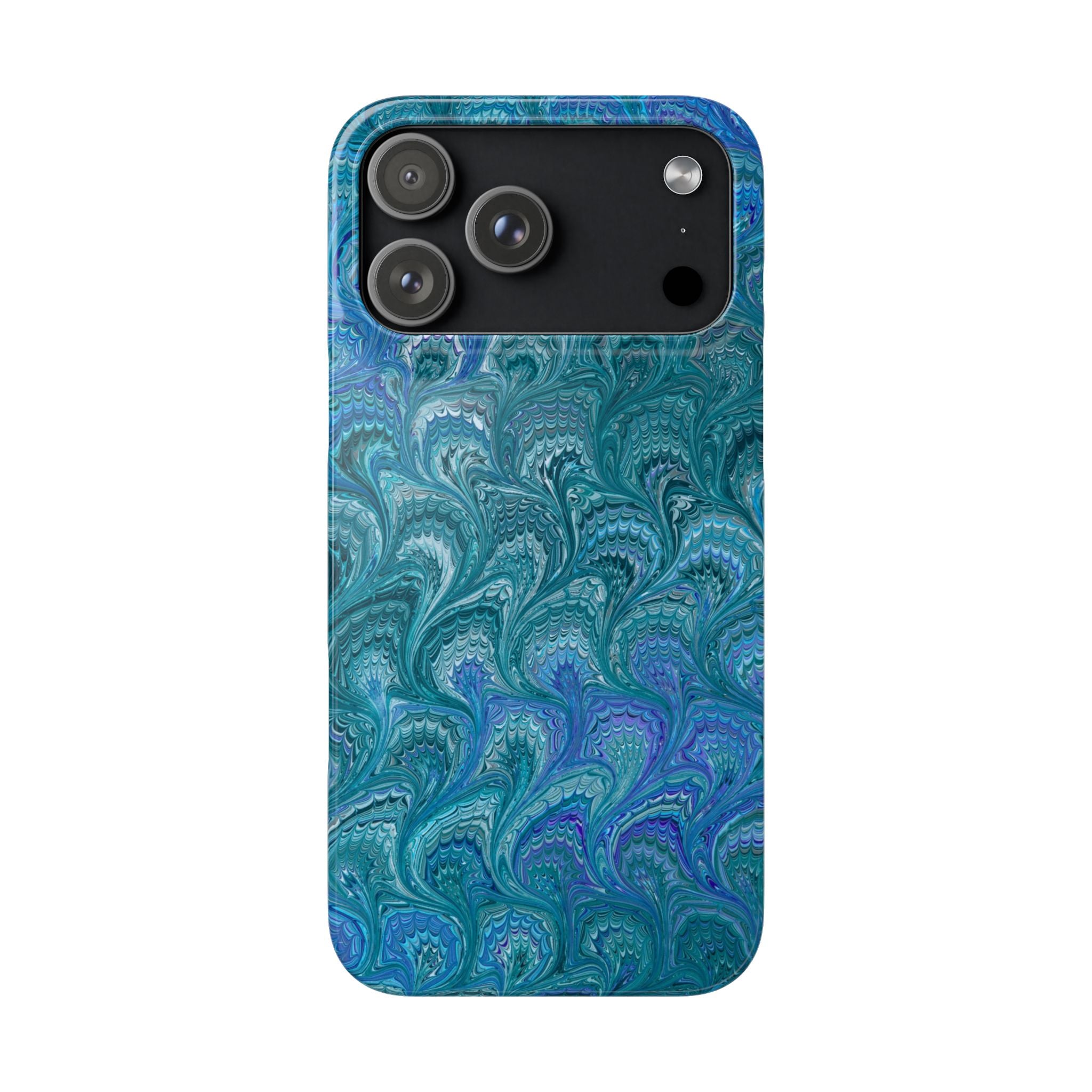 Blue + Green Marble Swirl Phone Case - Single Layer Slim Case
