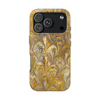 Golden Yellow Florentine Flow Marbled Design Dual Layer Phone Case