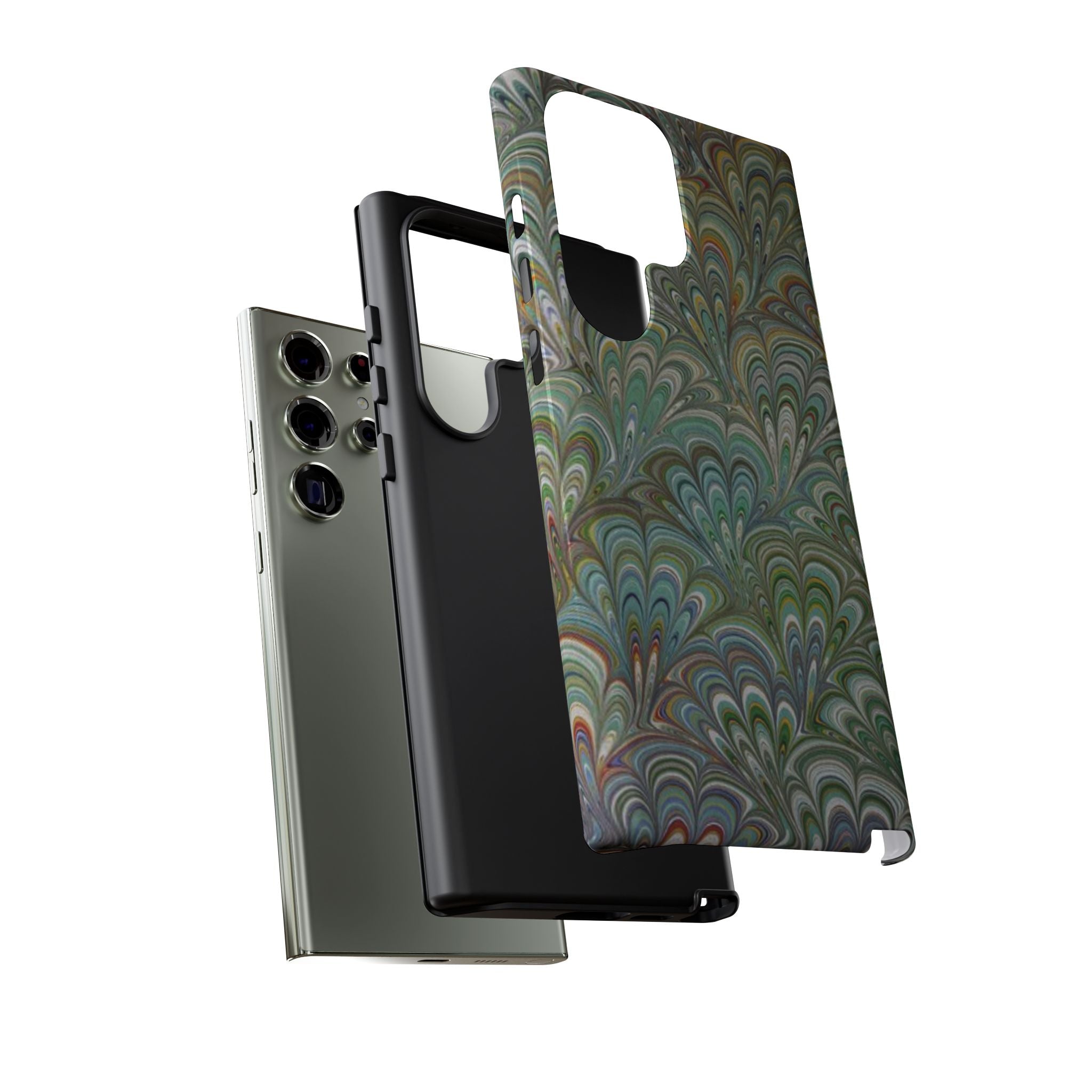 Green Peacock Marbled Phone Case — "Tough Cases" Ultra-Tough Protective Cover