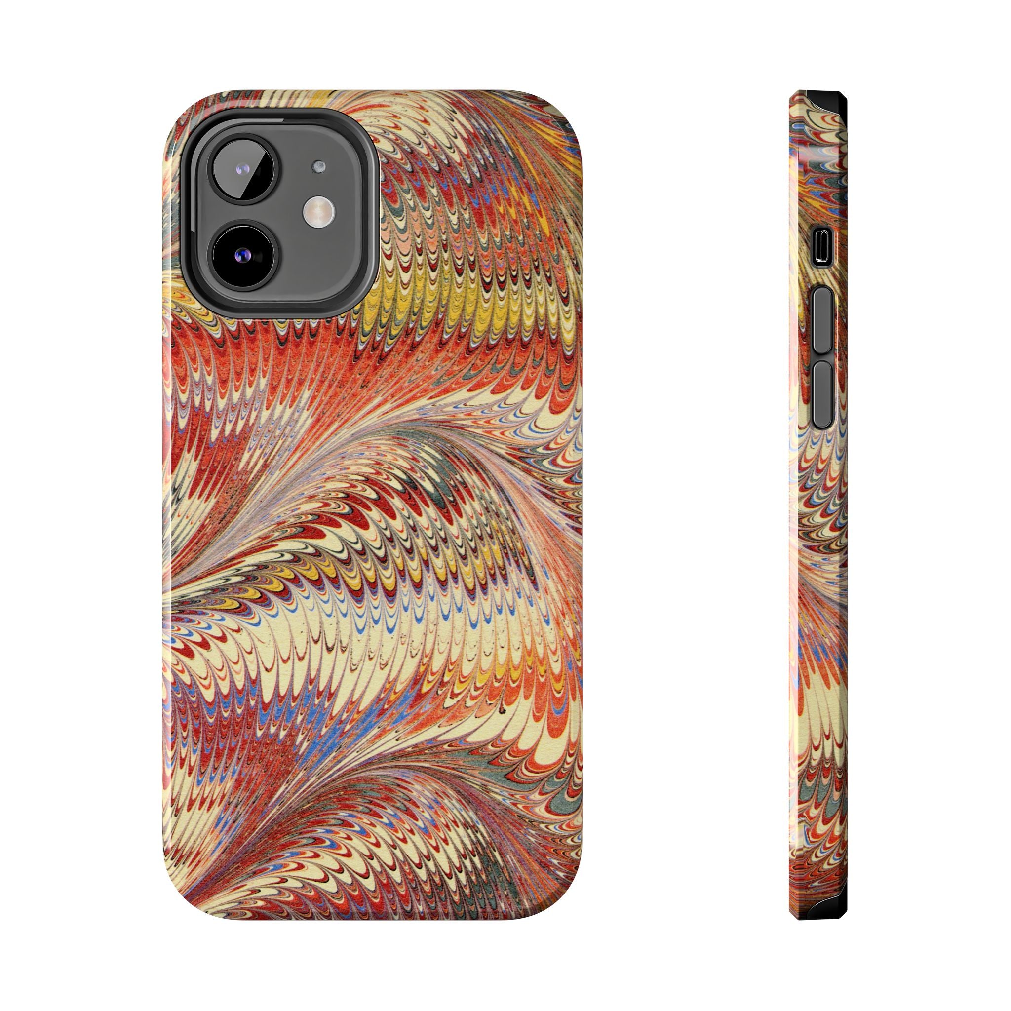 Marbled Swirl Tough Phone Case - Red Rust Orange Fall Colors, Heavy Duty Case. Alternative: Protective Phone Cover, Durable Smartphone Case,