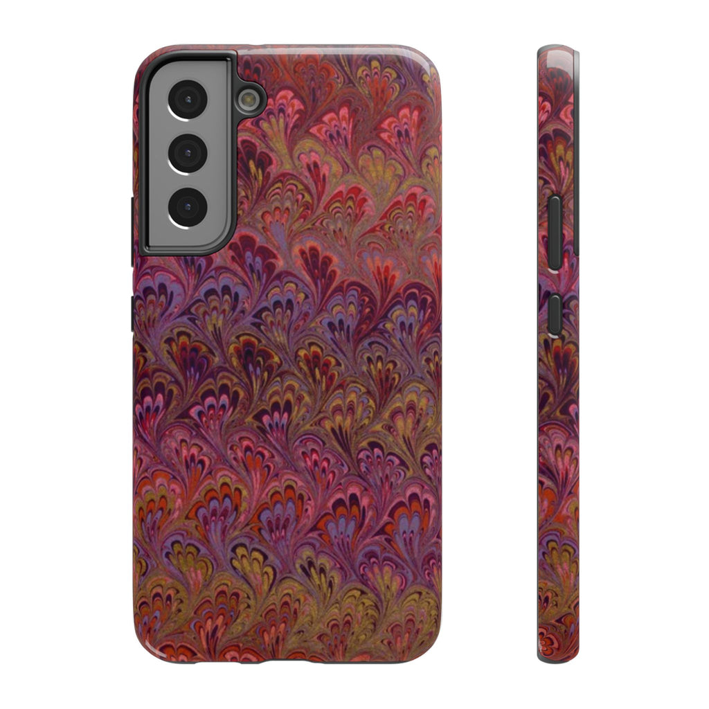 Red, Burgundy, Lavender Italian Peacock Feather Design Phone Case