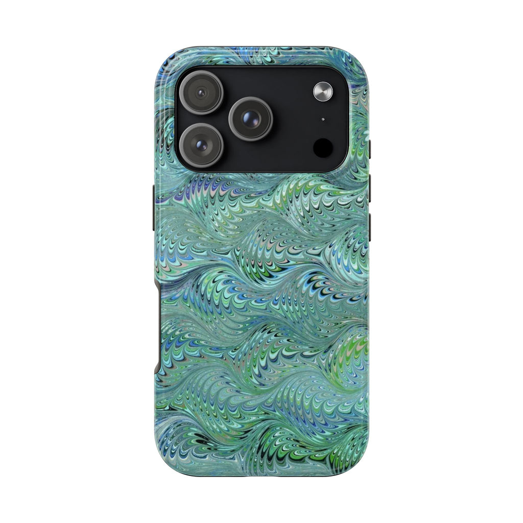 Greens and Blues Italian Swirl Wave Design Dual Layer Phone Case