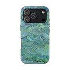 Greens and Blues Italian Swirl Wave Design Dual Layer Phone Case