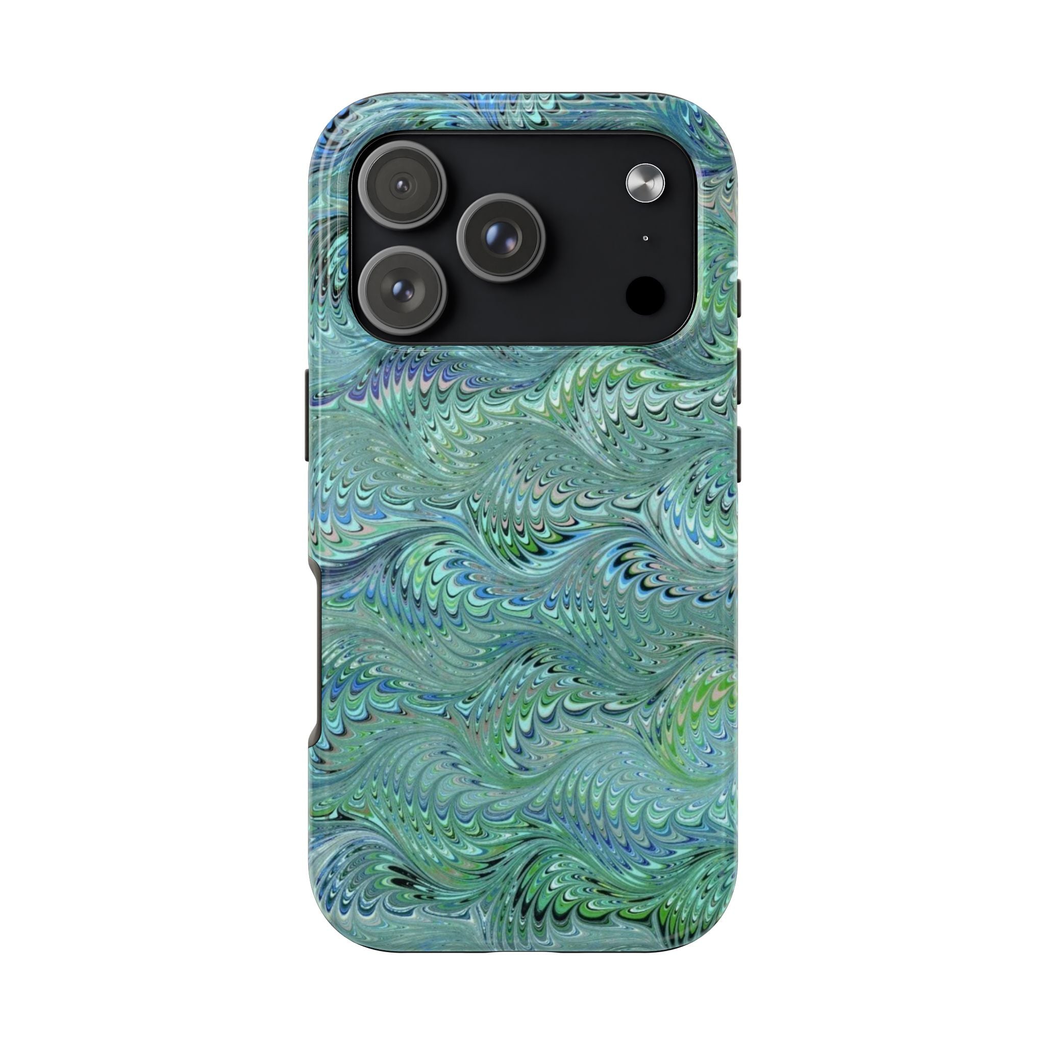 Greens and Blues Italian Swirl Wave Design Dual Layer Phone Case